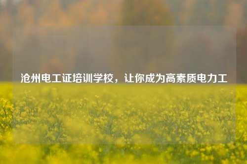 滄州電工證培訓(xùn)學(xué)校，讓你成為高素質(zhì)電力工-圖1